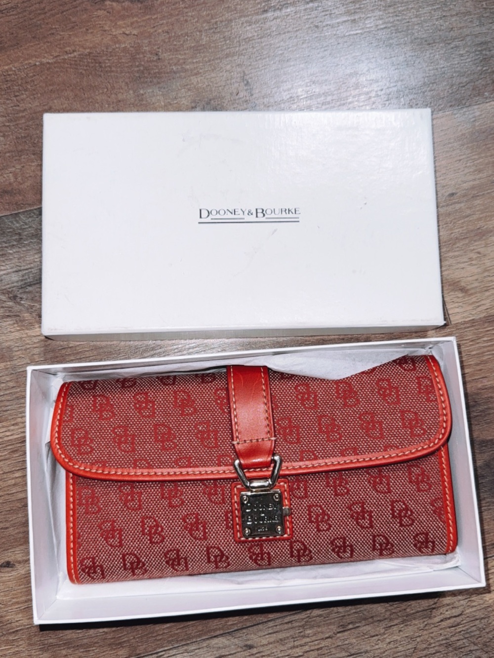 Dooney & Bourke Red Denim Signature Continental Wallet